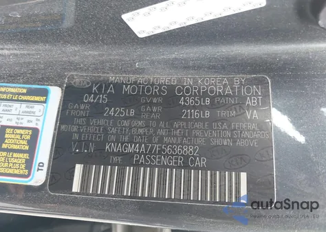2015 Kia Optima Lx from USA, damaged, VIN KNAGM4A77F5636882